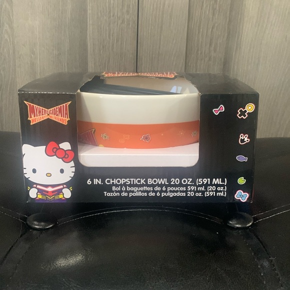 New Sanrio Hello Kitty & Friends My Hero Academia Ceramic Bowl With Chopsticks - Picture 1 of 8